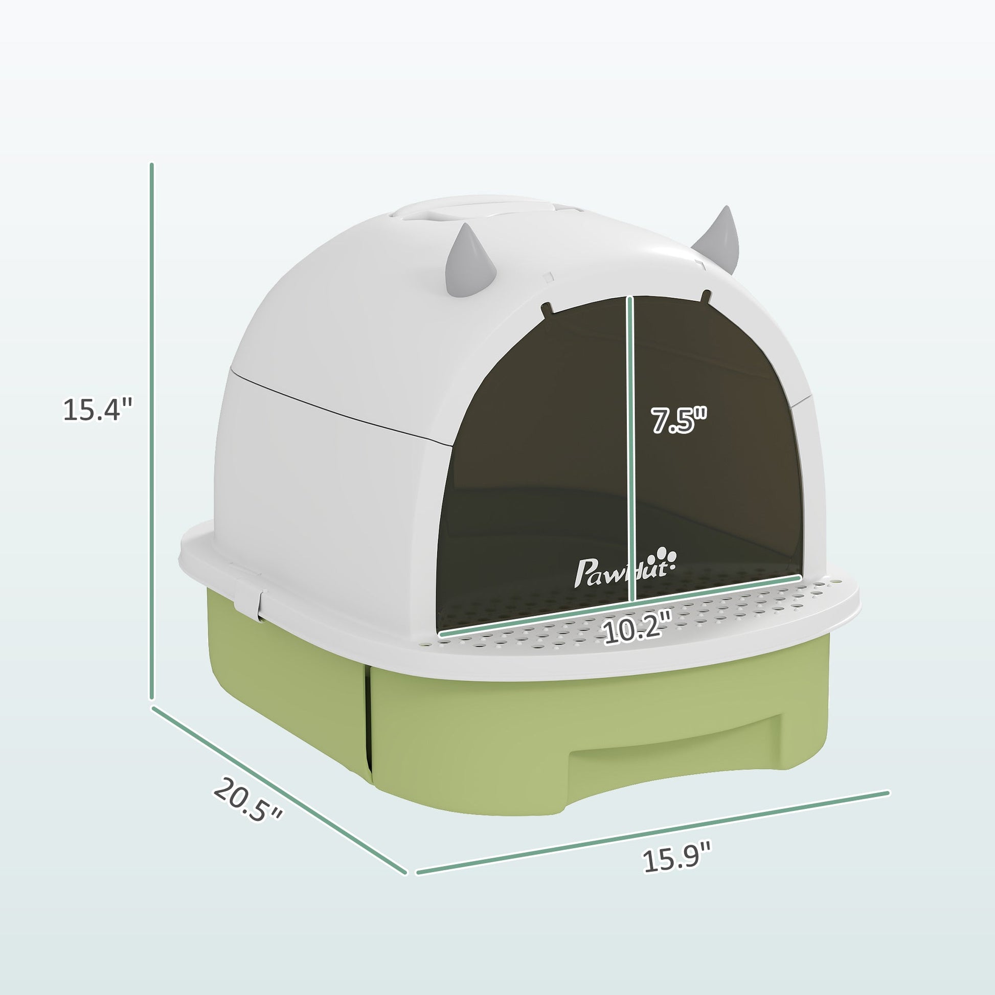 KFX-8826813 Enclosed Cat Litter Box with Translucent Flap, Easy Clean Drawer, Deodorizing Bags, Green