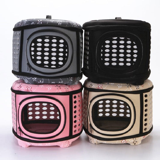 KFX-8827581 EVA Portable Collapsible Pet Backpack - Breathable Dog Carrier - 45x38x32cm - Available in Black, Pink, Champagne, Gray
