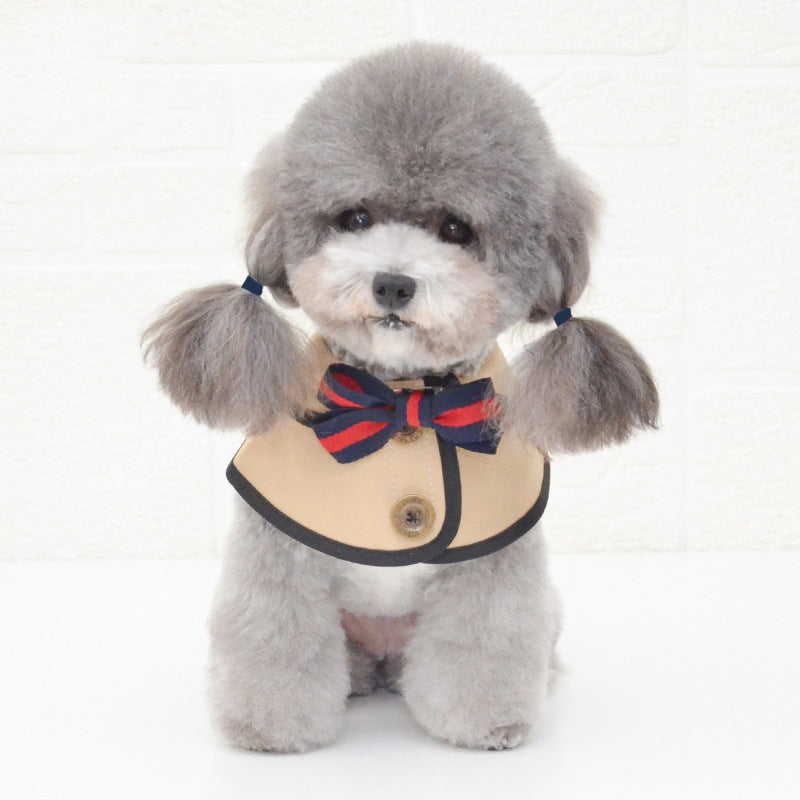 KFX-8828733 Casual Washed Cotton Pet Bow Tie Saliva Towel - Adjustable Neck Sizes S, M, L