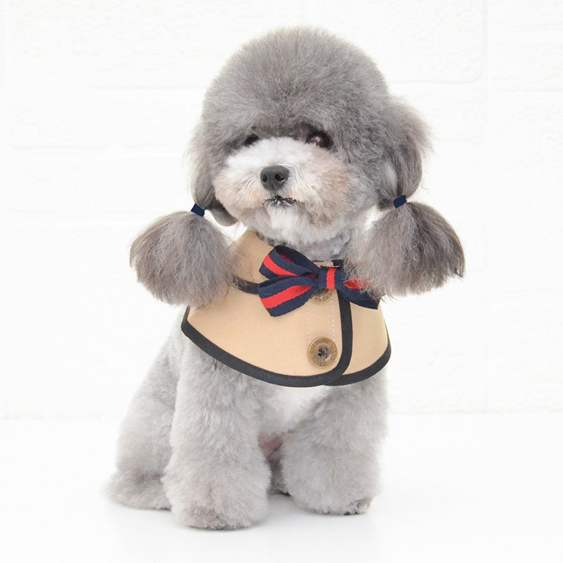 KFX-8828733 Casual Washed Cotton Pet Bow Tie Saliva Towel - Adjustable Neck Sizes S, M, L