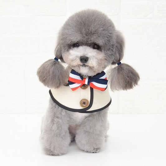 KFX-8828733 Casual Washed Cotton Pet Bow Tie Saliva Towel - Adjustable Neck Sizes S, M, L