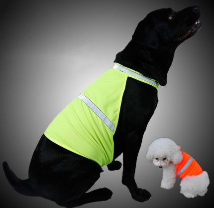 KFX-8829501 Reflective Fluorescent Dog Safety Vest - Casual Polyester in Yellow & Orange, Sizes S, M, L