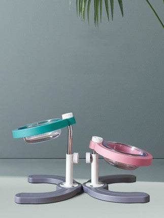 KFX-8831293 Durable Single Bowl Dual-Use Feeder in Pink and Mint Green for Pets