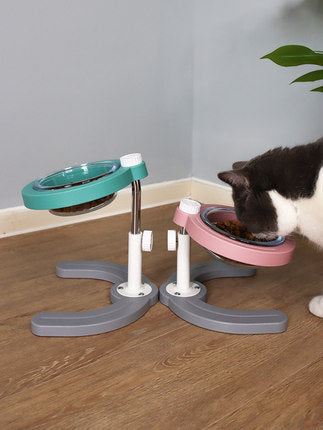 KFX-8831293 Durable Single Bowl Dual-Use Feeder in Pink and Mint Green for Pets