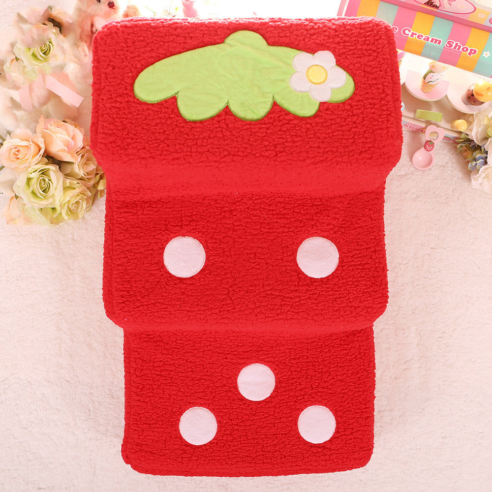 KFX-8835261 Bubble Velvet Dog Steps with Lamb Wool Cover - Pink and Big Red, 65x40x35 cm