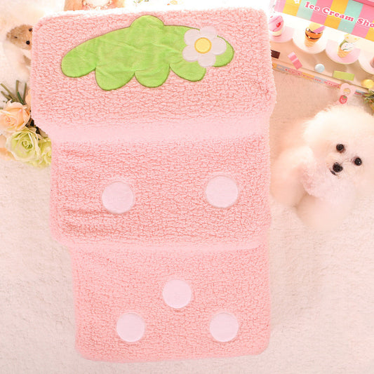 KFX-8835261 Bubble Velvet Dog Steps with Lamb Wool Cover - Pink and Big Red, 65x40x35 cm