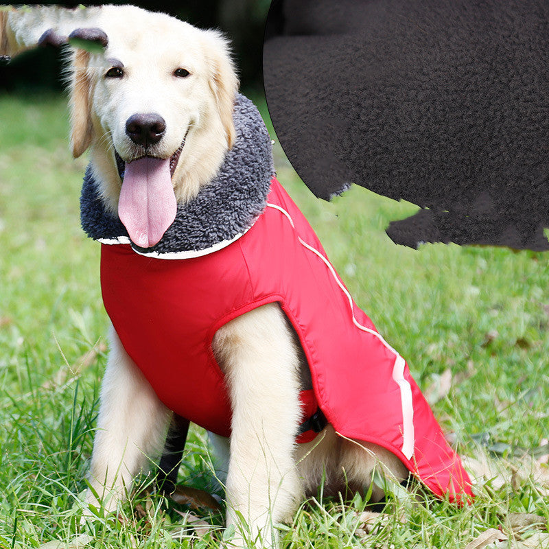 KFX-8836541 Reflective Waterproof Vest for Big Dogs - Warm Polar Fleece Lining, Comfortable Fit