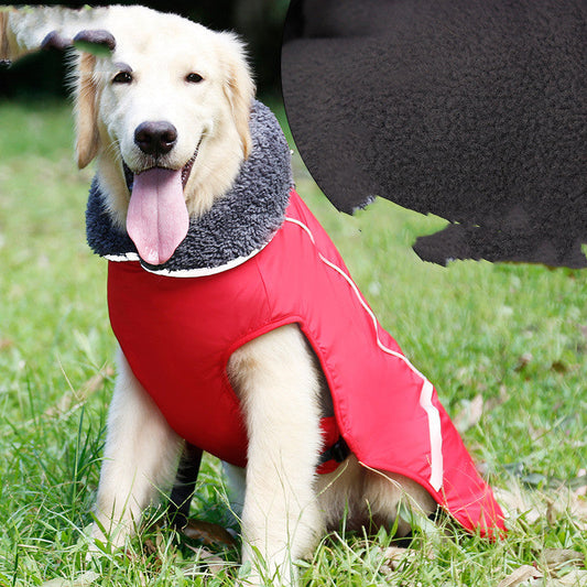 KFX-8836541 Reflective Waterproof Vest for Big Dogs - Warm Polar Fleece Lining, Comfortable Fit