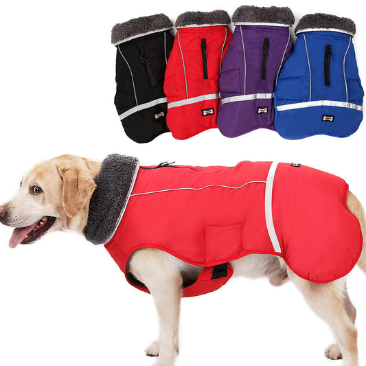 KFX-8836541 Reflective Waterproof Vest for Big Dogs - Warm Polar Fleece Lining, Comfortable Fit