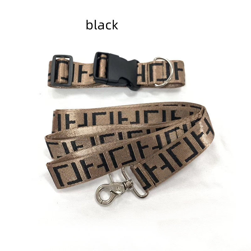 KFX-8836669 Brown Dog Collar with Leash Set for Small and Medium Breeds