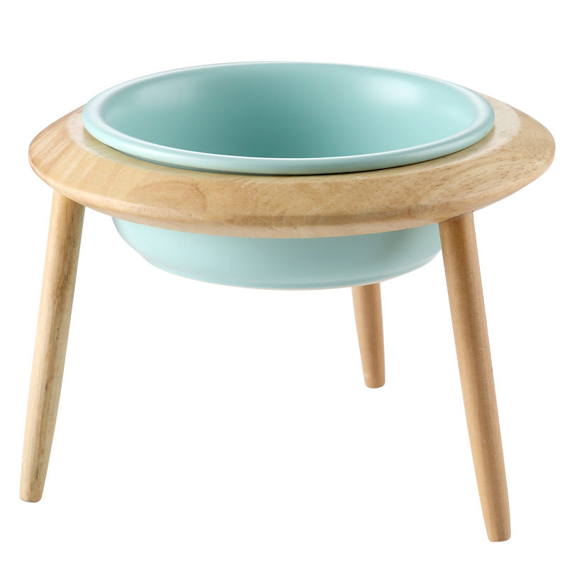 KFX-8837053 Large and Small Ceramic Cat and Dog Bowls with Bamboo Base, 800ml and 480ml, Non-Toxic Design