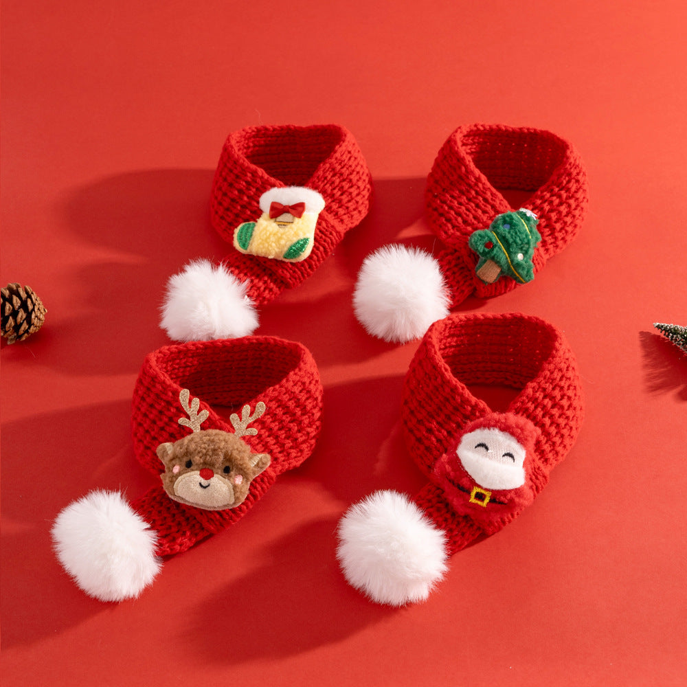 KFX-8837437 Christmas-Themed Cat Scarf with Stripe Patterns - Various Holiday Designs Available