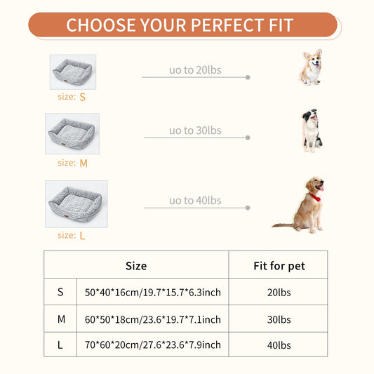 KFX-8838333 Calming Rose Velvet Dog Bed with Removable Cushion for Small to Medium Dogs