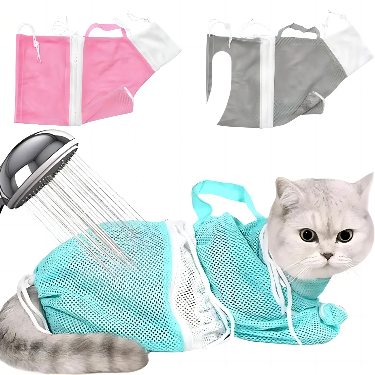 KFX-8840125 Adjustable Cat Grooming Bag for Bathing and Nail Trimming - Anti-Scratch Restraint Mesh Design