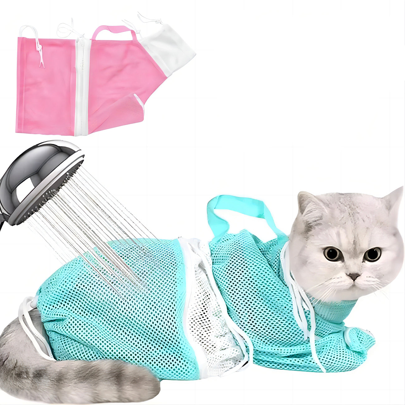KFX-8840125 Adjustable Cat Grooming Bag for Bathing and Nail Trimming - Anti-Scratch Restraint Mesh Design