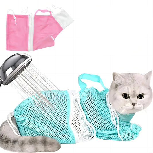 KFX-8840125 Adjustable Cat Grooming Bag for Bathing and Nail Trimming - Anti-Scratch Restraint Mesh Design