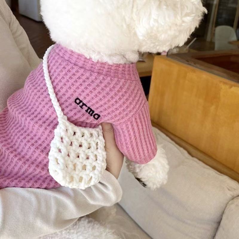 KFX-8841405 Corn Plaid Sweaters for Pets - Cute Casual Clothing in Pink, Dark Blue, Beige, and Gray, Sizes XS-XXL