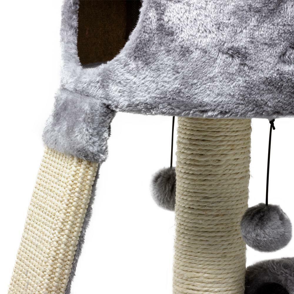 KFX-8842813 Gray Cat Climbing Frame with Scratch Board and Ball - Simple Style, Medium and Large Pets