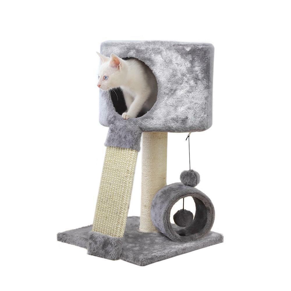 KFX-8842813 Gray Cat Climbing Frame with Scratch Board and Ball - Simple Style, Medium and Large Pets