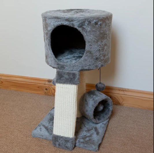 KFX-8842813 Gray Cat Climbing Frame with Scratch Board and Ball - Simple Style, Medium and Large Pets
