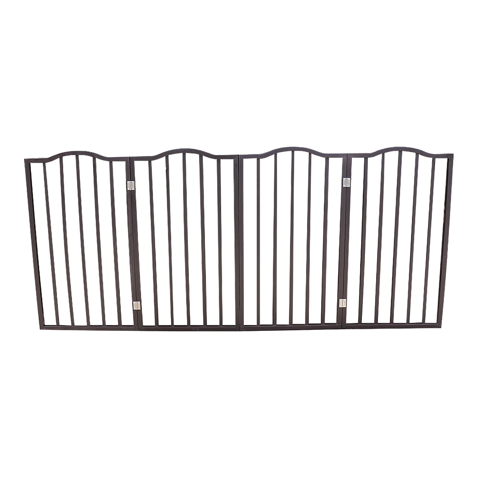 KFX-8844221 Freestanding Folding Arc Wooden Dog Gate for Doorways and Stairs - Dark Brown