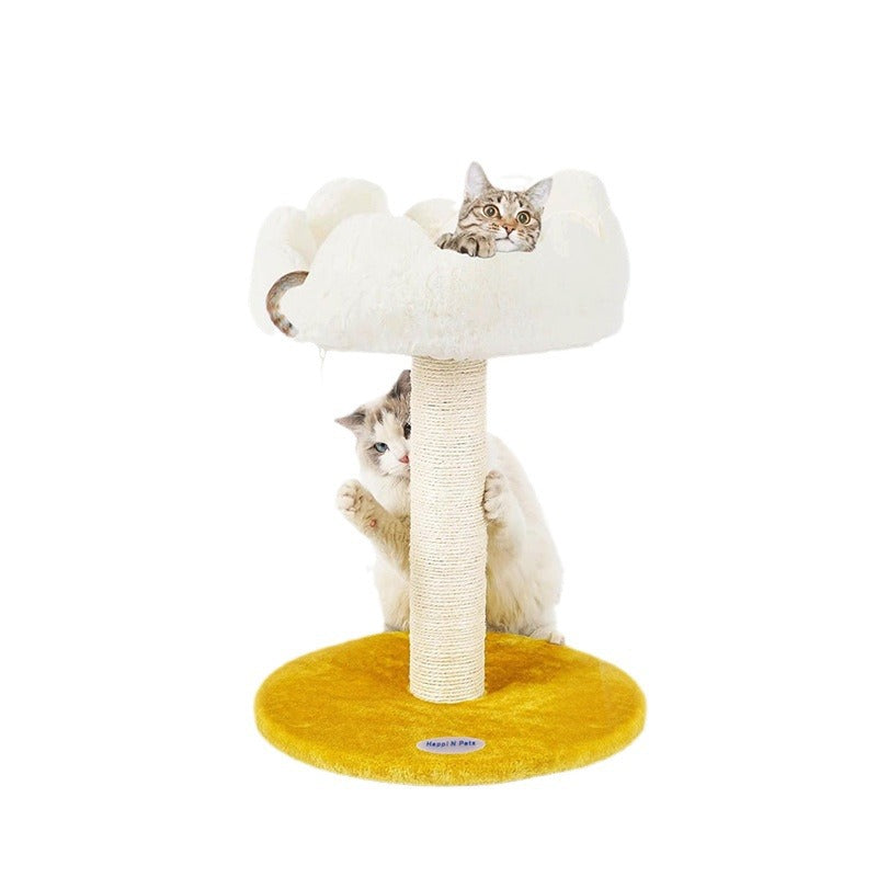 KFX-8846653 Wooden Integrated Cat Climbing Frame with Flower Cat Nest - 43x33x50CM