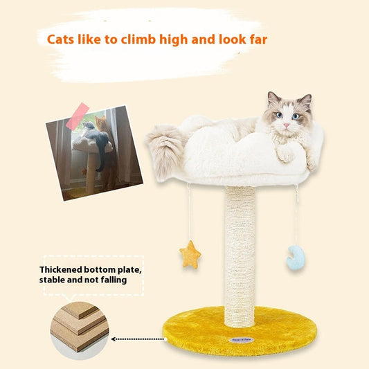KFX-8846653 Wooden Integrated Cat Climbing Frame with Flower Cat Nest - 43x33x50CM