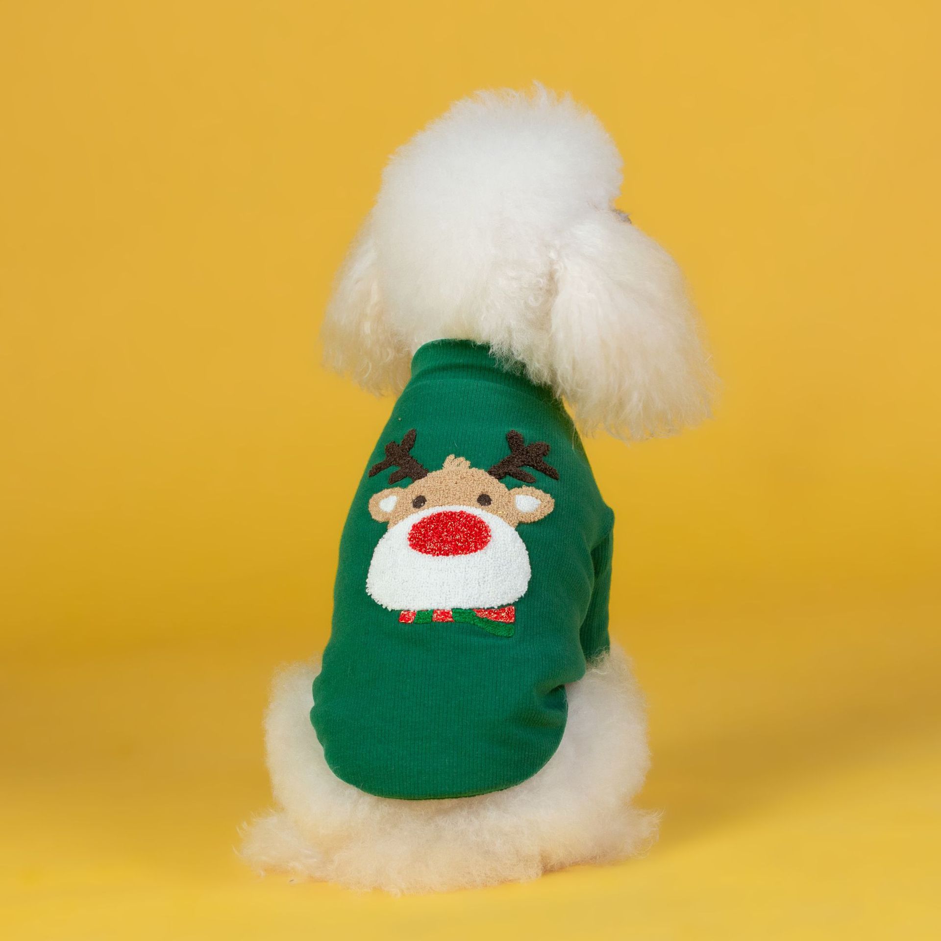 KFX-8847677 Cozy Cotton Puppy Sweater for Autumn and Winter – Available in Red and Green, Sizes XS-3XL