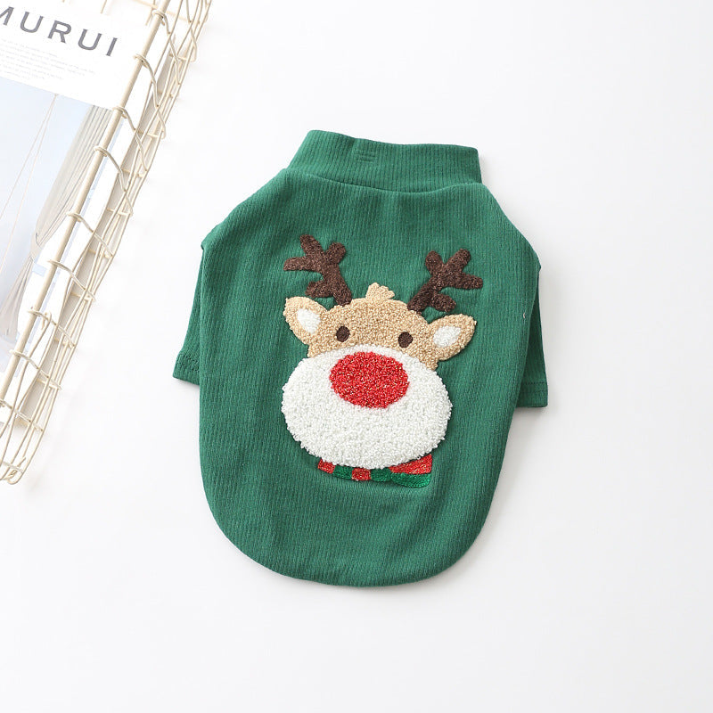 KFX-8847677 Cozy Cotton Puppy Sweater for Autumn and Winter – Available in Red and Green, Sizes XS-3XL