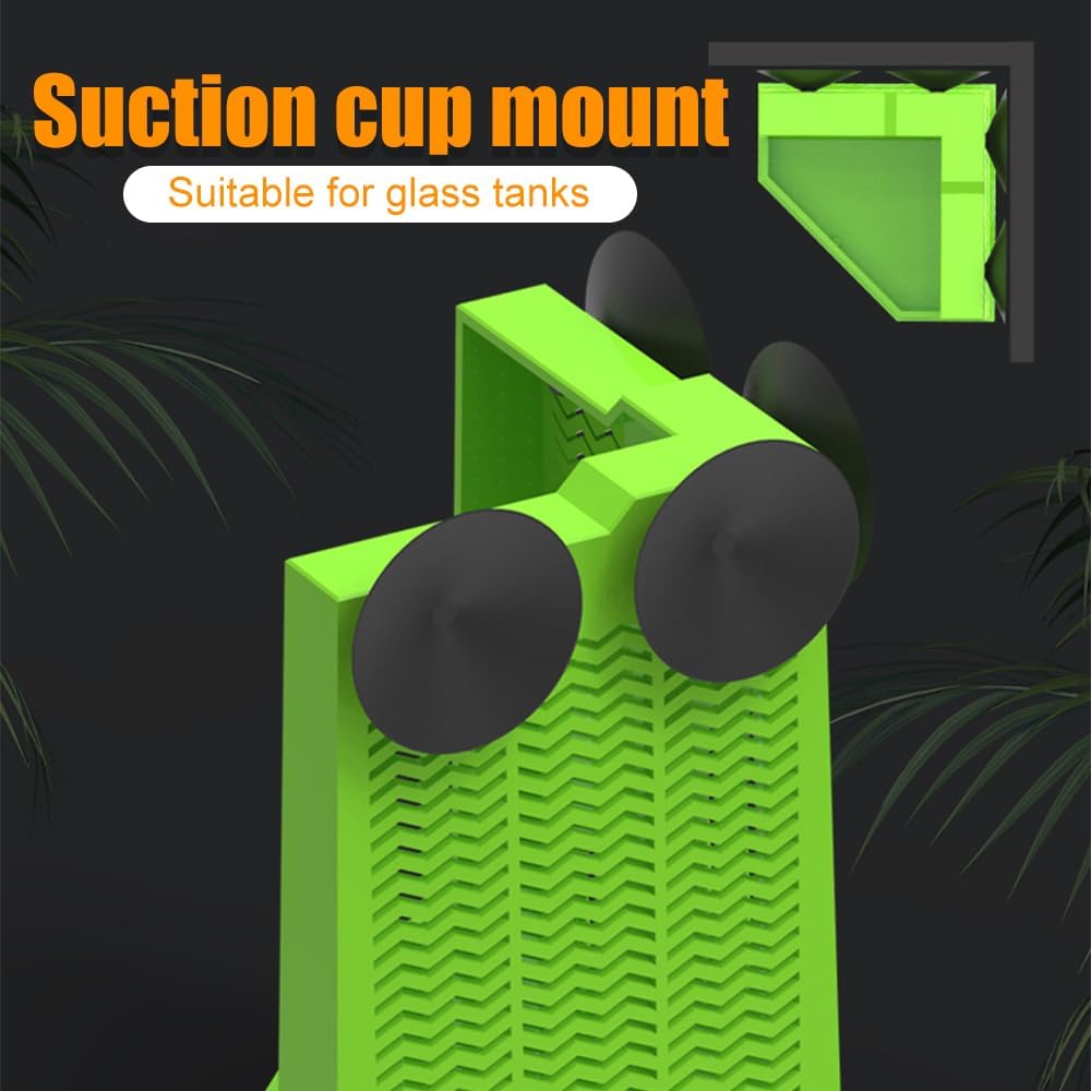 KFX-8848573 Corner Reptile Feeder Box with Suction Cups for Climbing Pets - Ideal for Bearded Dragons, Lizards, and Geckos