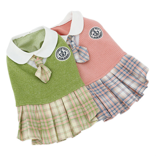 KFX-8849981 Charming Princess Style Dress for Female Pets - Available in Pink and Green