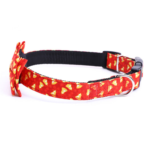KFX-8850365 Large Christmas Dog Collar with Bow in Multiple Sizes - Polyester Material