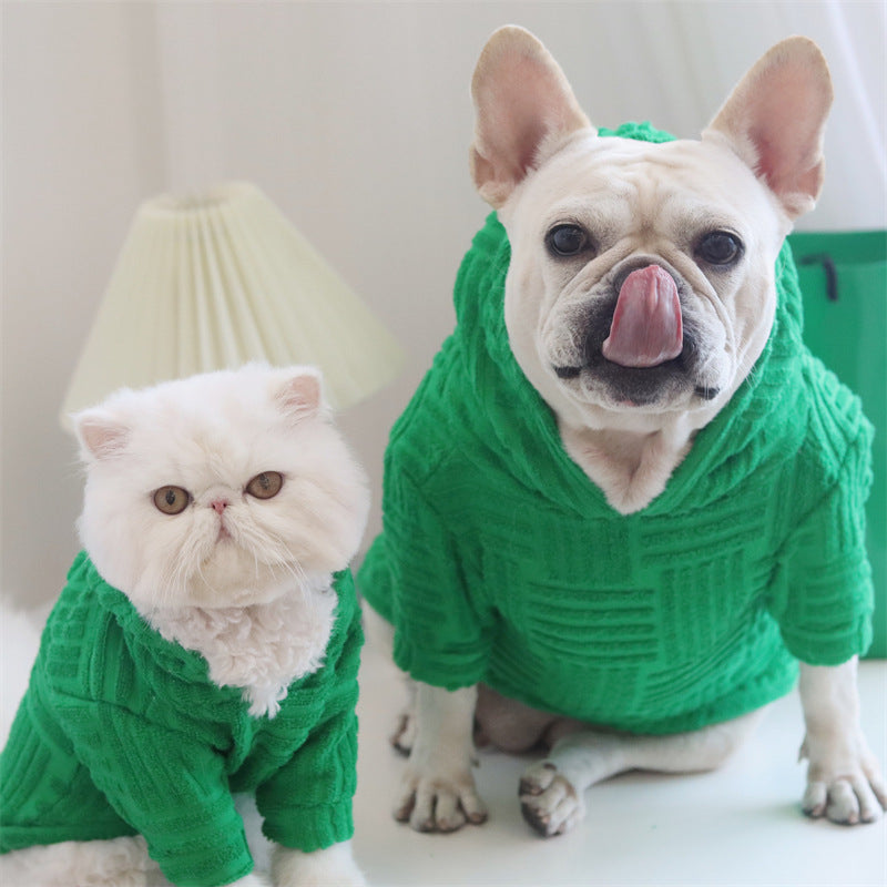 KFX-8853437 Green Terry Cloth Christmas Dog Apparel - Simple and Stylish Holiday Outfit