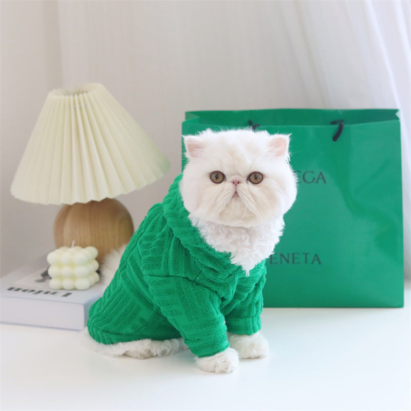 KFX-8853437 Green Terry Cloth Christmas Dog Apparel - Simple and Stylish Holiday Outfit