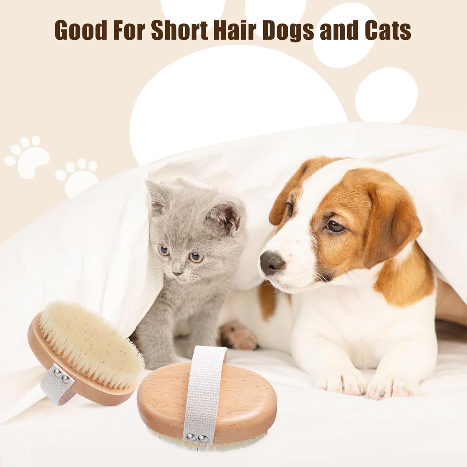 KFX-8853949 Soft Boar Bristle Grooming Brush for Short-Haired Pets with Ergonomic Design and Reduced Shedding
