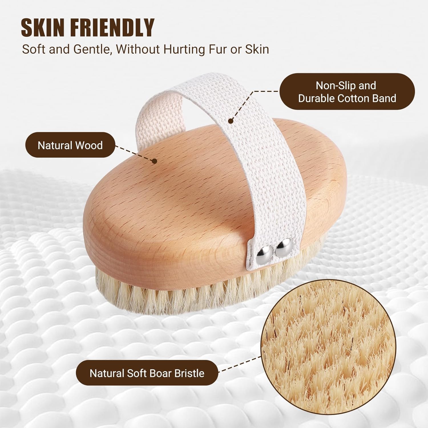 KFX-8853949 Soft Boar Bristle Grooming Brush for Short-Haired Pets with Ergonomic Design and Reduced Shedding