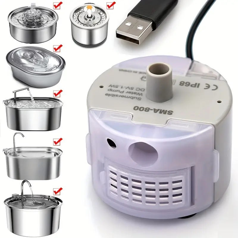 KFX-8854205 Cylindrical Stainless Steel Pet Water Dispenser with Cleaning Brush Set
