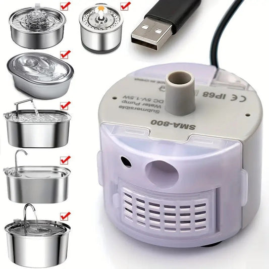 KFX-8854205 Cylindrical Stainless Steel Pet Water Dispenser with Cleaning Brush Set