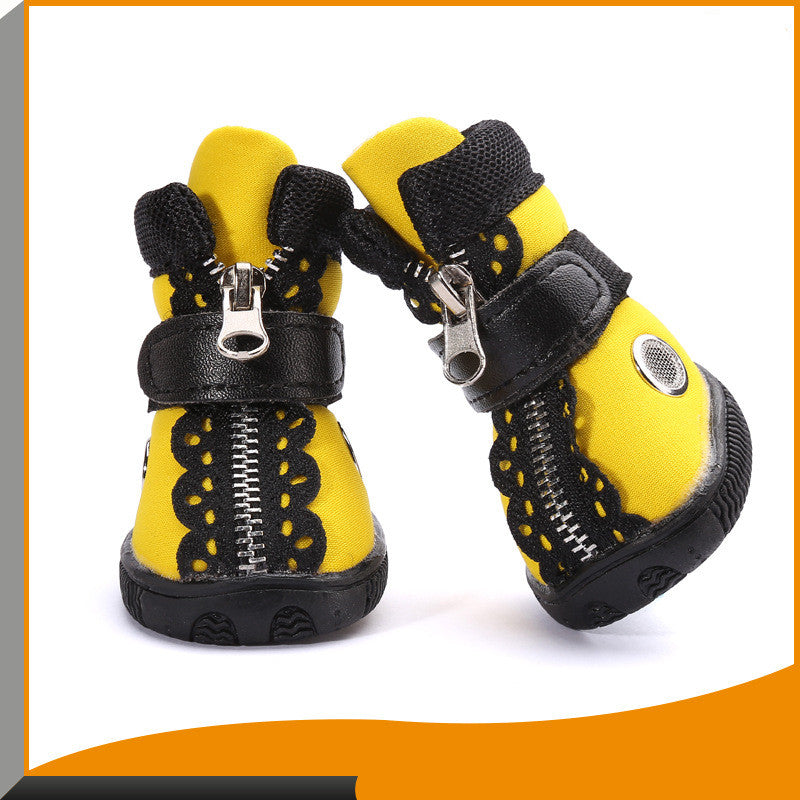 KFX-8854973 Stylish Casual Pet Shoes with Warm Wetsuit Fabric in Orange Yellow