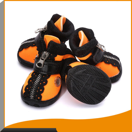 KFX-8854973 Stylish Casual Pet Shoes with Warm Wetsuit Fabric in Orange Yellow