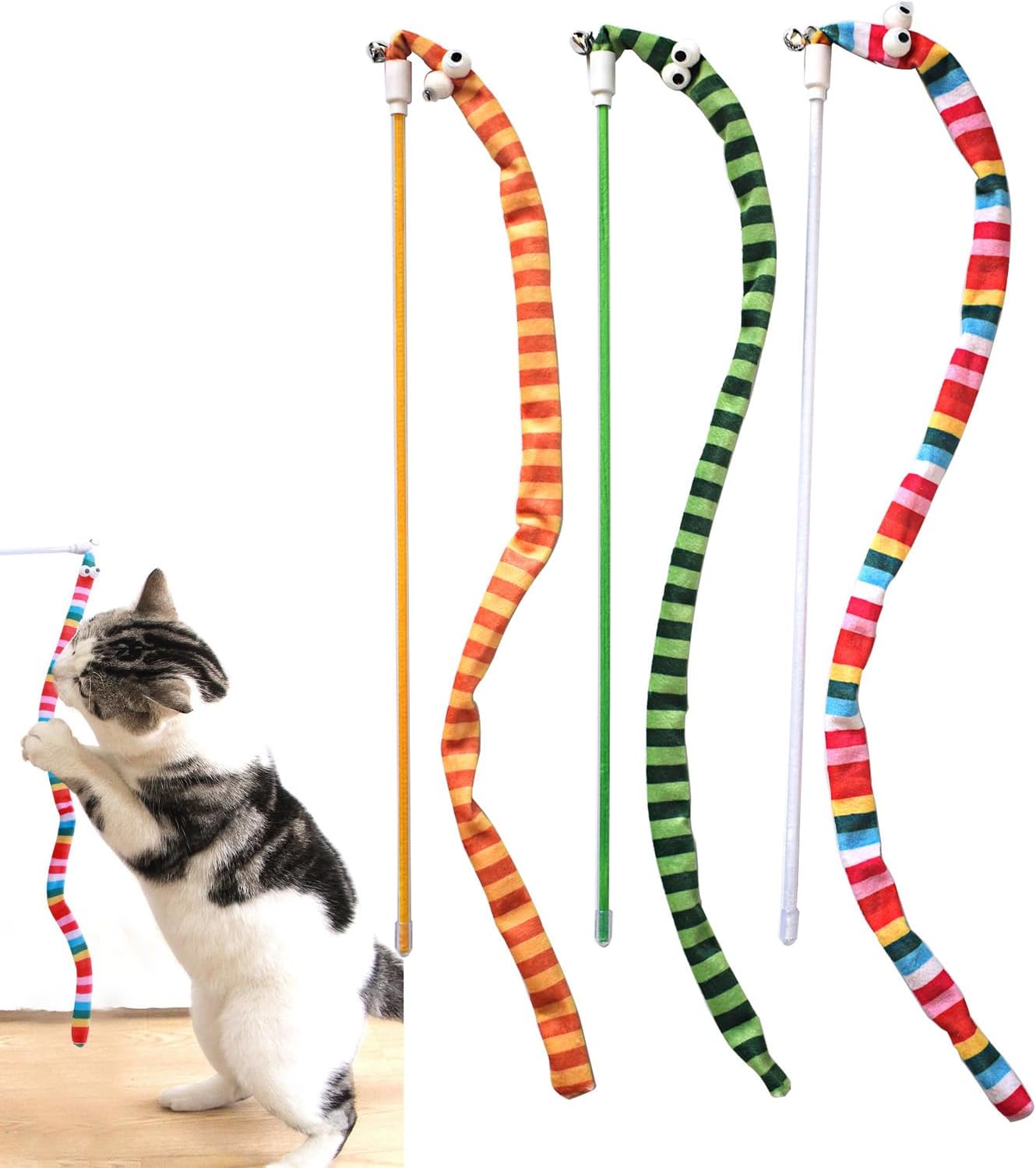 KFX-8855613 Interactive Plush Cat Teaser Wand with Colorful Design for Fun Playtime