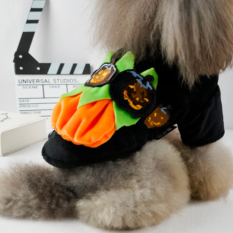 KFX-8856509 Casual Halloween Pet Jacket in Devil Pumpkin Design - Available in Multiple Sizes