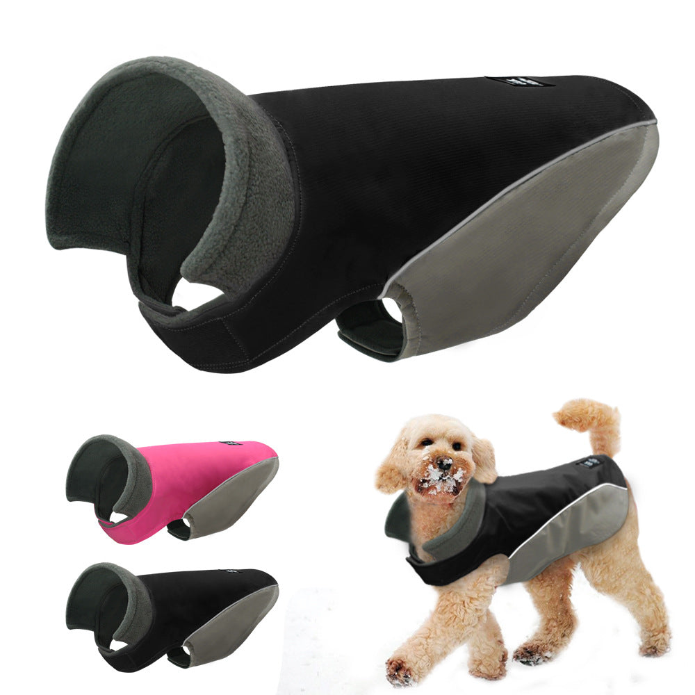 KFX-8858685 Waterproof Two-Legged Dog Ski Suit for Autumn and Winter in Black and Rose Red, Sizes S-XXL