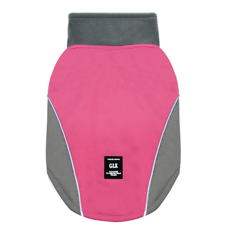 KFX-8858685 Waterproof Two-Legged Dog Ski Suit for Autumn and Winter in Black and Rose Red, Sizes S-XXL