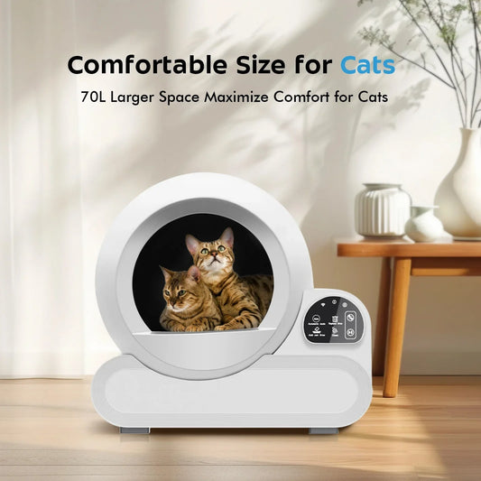 KFX-885971 Smart Cat Litter Box with Infrared Sensor, 70L Capacity, Automatic Cleaning, Easy Maintenance for Cats up to 22 lbs