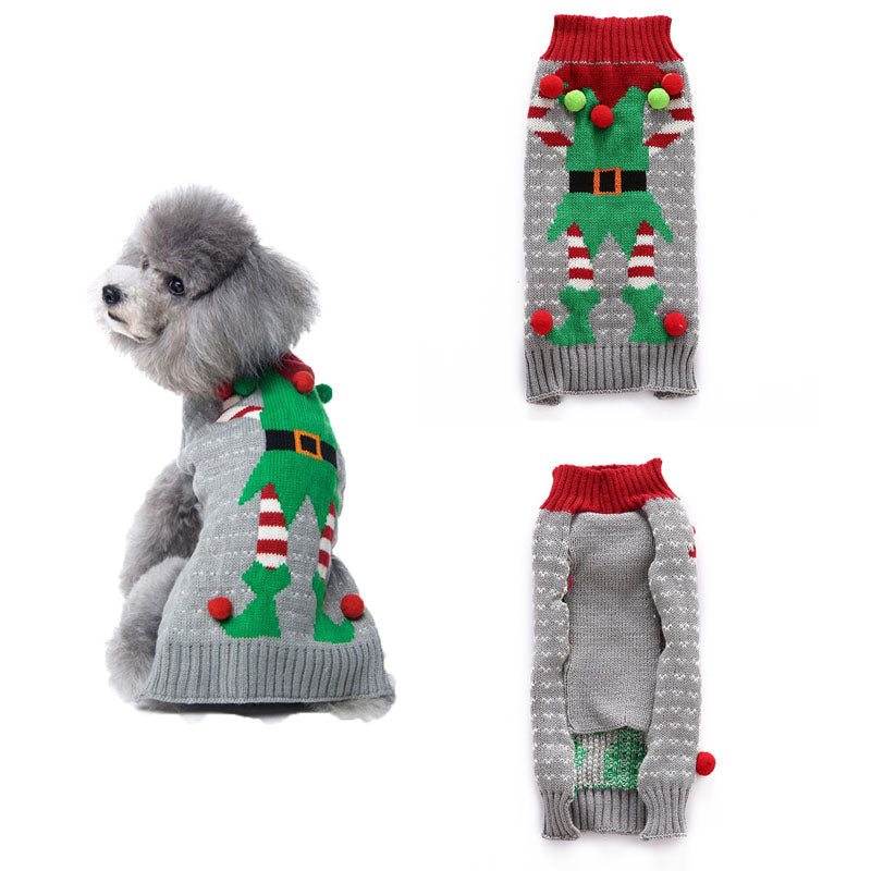 KFX-8861885 Christmas Pompom Sweater for Small Dogs - Cozy Acrylic Design