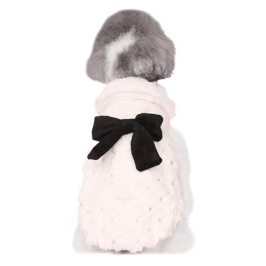 KFX-8862269 Elegant Bow Plush Coat for Dogs - Breathable Two-Legged Spring & Autumn Wear