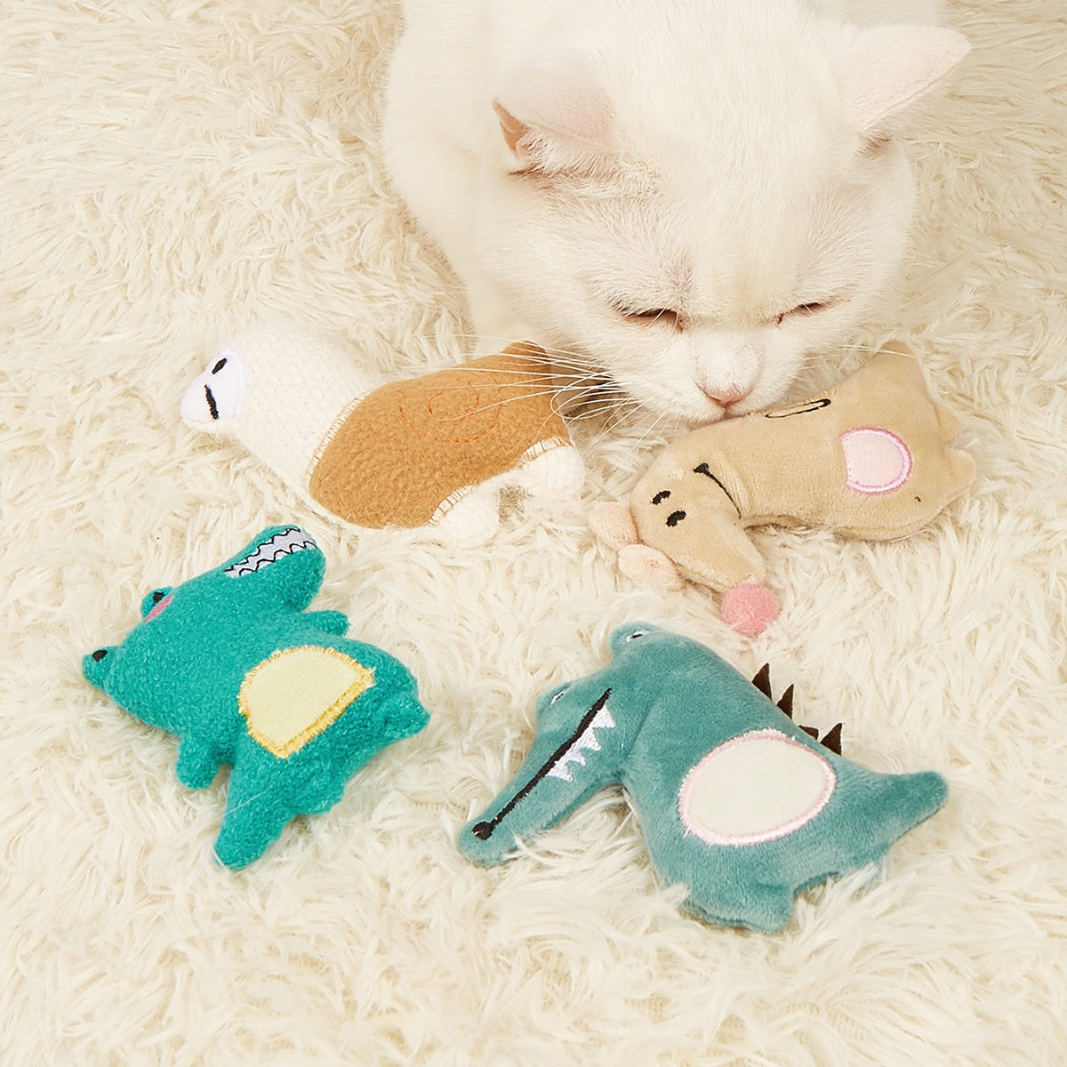 KFX-8863549 Plush Catnip Toy Set with Bite-Resistant and Scratch-Resistant Features - Includes Chili, Eggplant, Zucchini, Corn, and Carrot