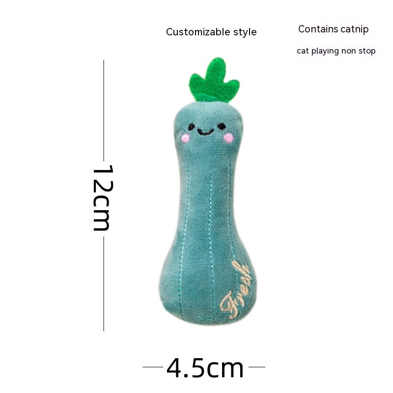 KFX-8863549 Plush Catnip Toy Set with Bite-Resistant and Scratch-Resistant Features - Includes Chili, Eggplant, Zucchini, Corn, and Carrot