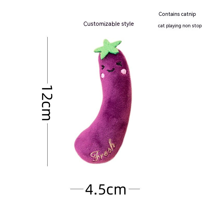 KFX-8863549 Plush Catnip Toy Set with Bite-Resistant and Scratch-Resistant Features - Includes Chili, Eggplant, Zucchini, Corn, and Carrot